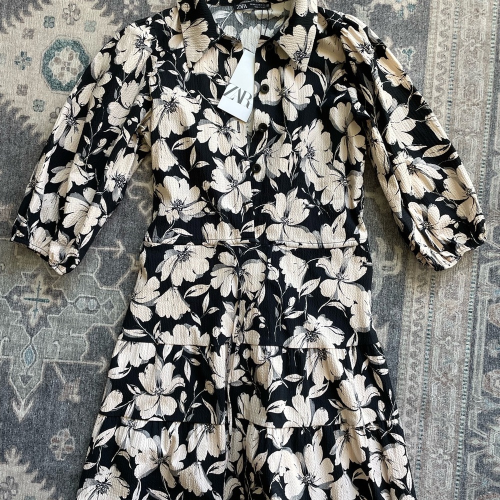 Zara Blk & white floral dress